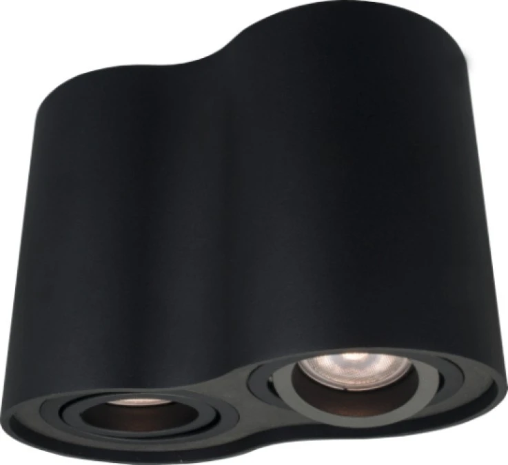LAMPA SPOT TUBA PODWÓJNA CZARNA REGULOWANA