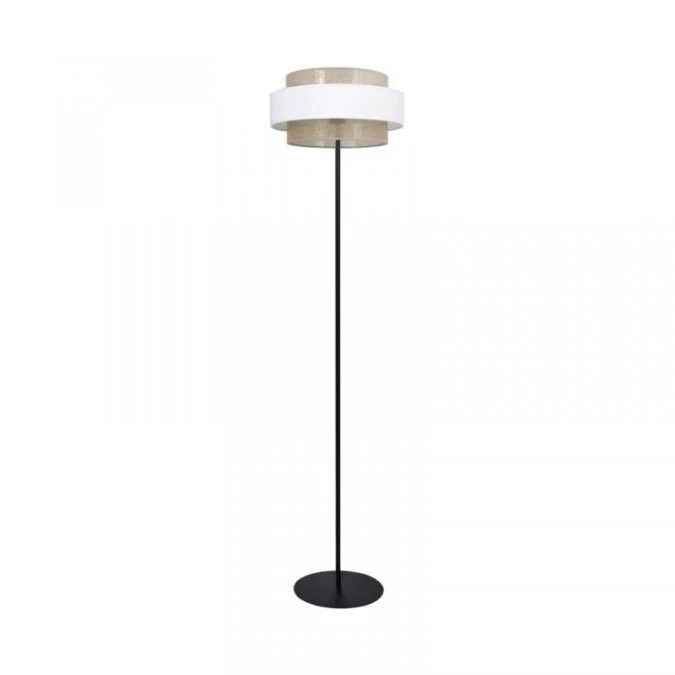 Lampa stojąca CEZAR z abażurem w stylu boho Ø40cm, biało beżowym, 164 cm na E27 K‑5275 Kaja Lighting