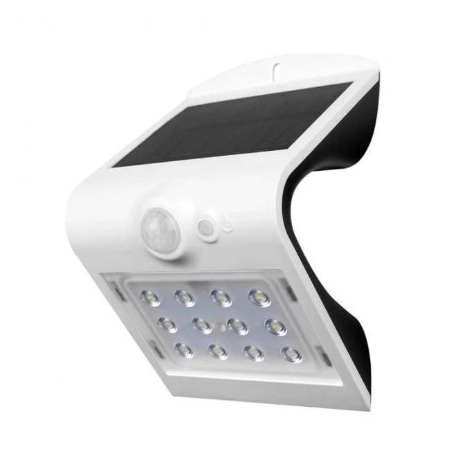 Lampa Solarna Ścienna LED z czujnikiem ruchu VT‑767 1.5W 220lm Biało/Czarny IP65 8276