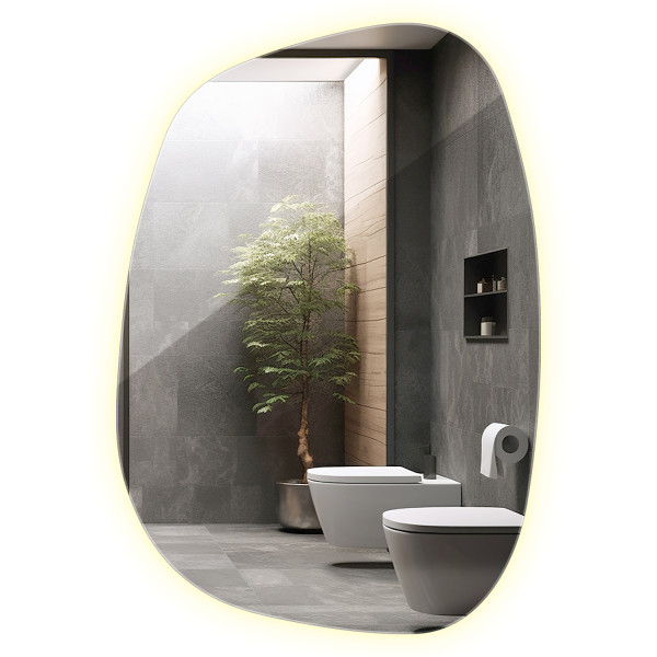 Lustro Nowoczesne Organiczne | Światło Neutralne | 78 x 57 cm | Wallfluent 775740