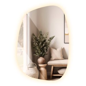 Lustro o Kształcie Organicznym do salonu, światło ciepłe, 90 x 66 cm, Tulup 775742 Lustro o Kształcie Organicznym do salonu, światło ciepłe, 90 x 66 cm, Tulup 775742