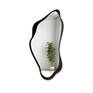 Lustro o nieregularnym kształcie w czarnej ramie mdf – PIENA W RAMIE 804068 Lustro o nieregularnym kształcie w czarnej ramie mdf – PIENA W RAMIE 804068