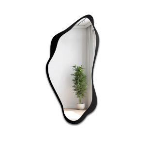 Lustro o nieregularnym kształcie w czarnej ramie mdf – PIENA W RAMIE 804062 Lustro o nieregularnym kształcie w czarnej ramie mdf – PIENA W RAMIE 804062