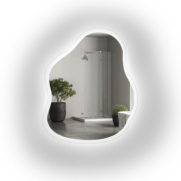 Lustro o organicznym kształcie na szkle z podświetleniem - STONE GLASS LED 819775