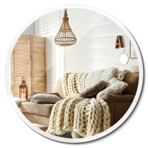 Lustro okrągłe 40 cm biała rama nowoczesne ścienne do łazienki i salonu 897405 Lustro okrągłe 40 cm biała rama nowoczesne ścienne do łazienki i salonu 897405