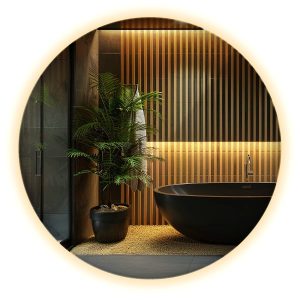 Lustro Okrągłe Ledowe do Łazienki | Wallfluent | 80 cm | Ciepłe światło 735183 Lustro Okrągłe Ledowe do Łazienki | Wallfluent | 80 cm | Ciepłe światło 735183