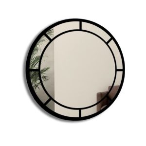 Lustro okrągłe loft z czarnymi szprosami mdf – MONA 858184