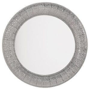 Lustro okrągłe ozdobne 80 cm srebrne do salonu 189325 Lustro okrągłe ozdobne 80 cm srebrne do salonu 189325