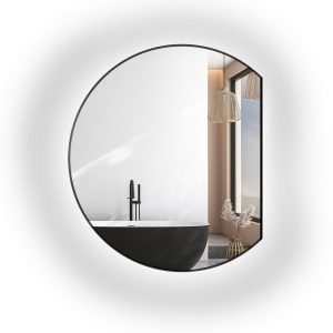 Lustro okrągłe w czarnej matowej ramie MDF LED – OTTO LED ŚCIĘTY BOK 882405 Lustro okrągłe w czarnej matowej ramie MDF LED – OTTO LED ŚCIĘTY BOK 882405