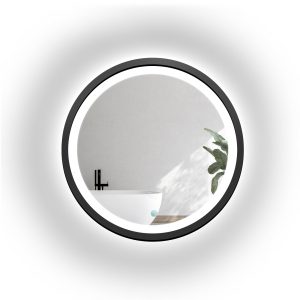Lustro okrągłe w czarnej matowej ramie mdf z piaskowanym LED – OTIS LED 865707 Lustro okrągłe w czarnej matowej ramie mdf z piaskowanym LED – OTIS LED 865707