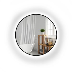 Lustro okrągłe w czarnej ramie MDF SLIM z podświetleniem – OTYLIA LED 900726 Lustro okrągłe w czarnej ramie MDF SLIM z podświetleniem – OTYLIA LED 900726