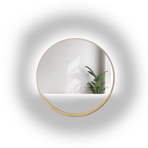 Lustro okrągłe w ramie złotej MDF SLIM z wolną przestrzenią – OLENA LED 865346 Lustro okrągłe w ramie złotej MDF SLIM z wolną przestrzenią – OLENA LED 865346