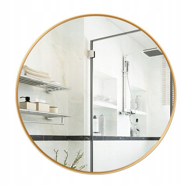Lustro okrągłe wiszące złota rama średnica 80 cm loft 756230