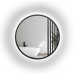 Lustro okrągłe ze szprosami w czarnej matowej ramie loft MDF- LOTIS LED 855541 Lustro okrągłe ze szprosami w czarnej matowej ramie loft MDF- LOTIS LED 855541