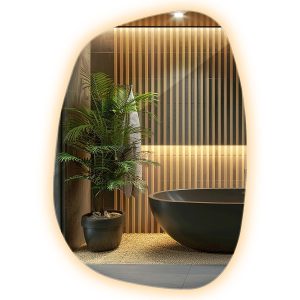 Lustro Organiczne do Salonu | Światło Ciepłe | 90 x 66 cm | Wallfluent 775729 Lustro Organiczne do Salonu | Światło Ciepłe | 90 x 66 cm | Wallfluent 775729