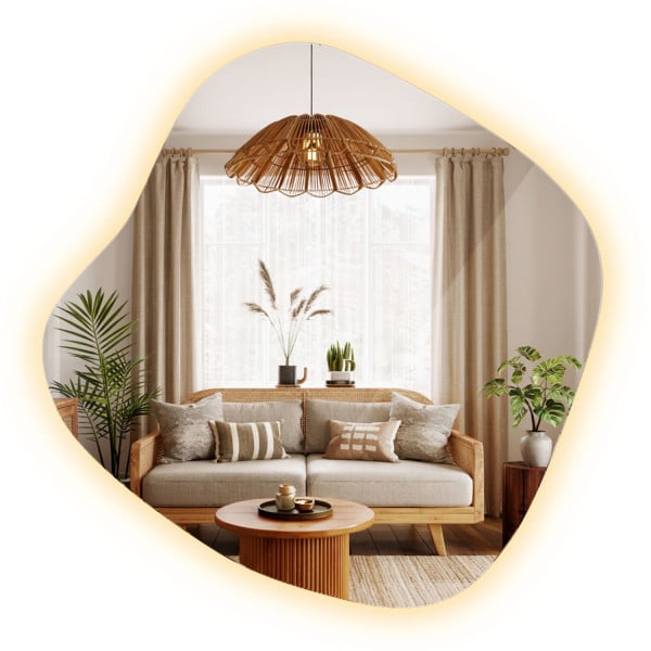Lustro Organiczne Eleganckie LED z Ciepłym Światłem 77x76,6 800838
