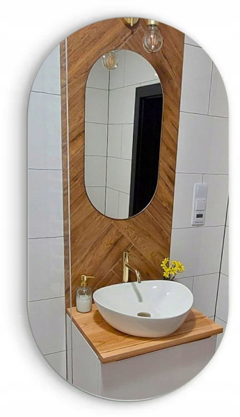 Lustro owalne łazienkowe 70x90 srebrne owal bez podświetlenia premium 742408