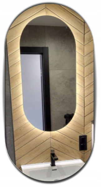 Lustro owalne łazienkowe led 70x110 podświetlane owal ledowe glamour 741012