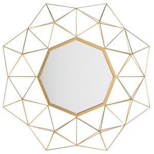 Lustro ozdobne geometryczna rama 80×80 złote 189266 Lustro ozdobne geometryczna rama 80×80 złote 189266