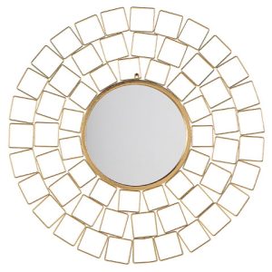 Lustro ozdobne geometryczna rama ⌀ 90 złote 189301 Lustro ozdobne geometryczna rama ⌀ 90 złote 189301