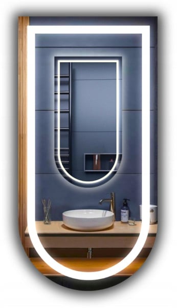 Lustro półowalne łazienkowe led 70x80cm półowal ledy cob 480 diod/m ledowe 740317