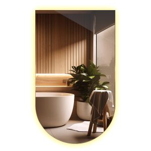 Lustro półowalne nieregularne 60×100 cm LED do makijażu – ciepłe światło 394749