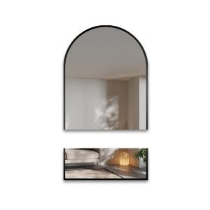Lustro półowalne w czarnej ramie mdf w dwóch częściach – BERDO 1060998