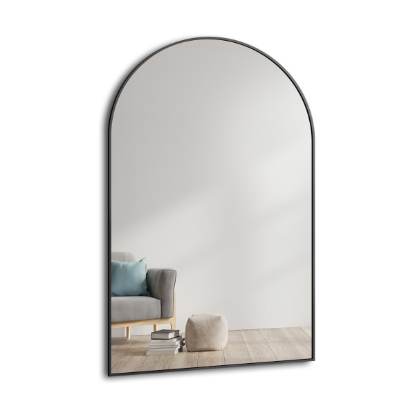 Lustro półowalne w ramie czarnej MDF SLIM - DOMI 1060891
