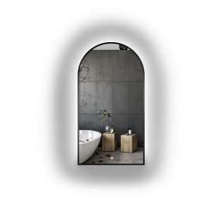 Lustro półowalne w ramie czarnej MDF z podświetleniem – BERDO LED 1066587 Lustro półowalne w ramie czarnej MDF z podświetleniem – BERDO LED 1066587