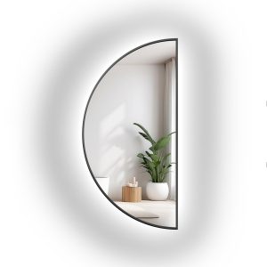Lustro połówka koła w czarnej ramie z podświetleniem MDF Slim – HILDA LED 936527 Lustro połówka koła w czarnej ramie z podświetleniem MDF Slim – HILDA LED 936527