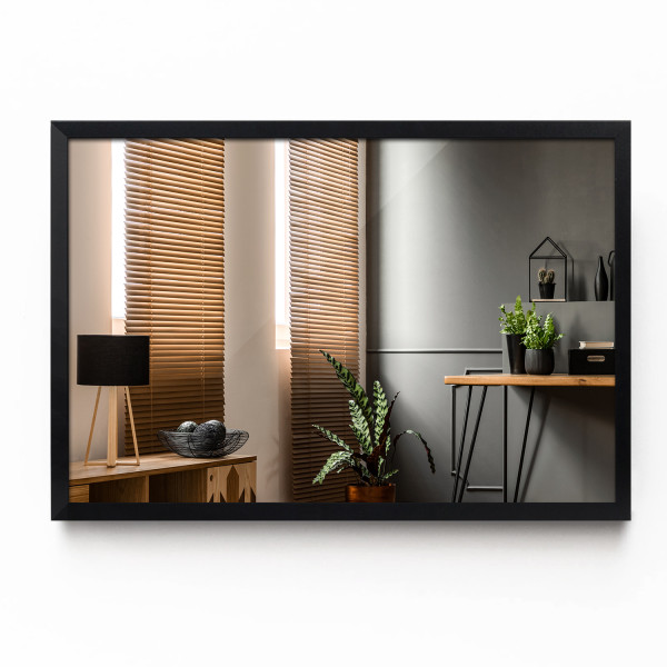 Lustro Prostokątne w Czarnej Ramie Glamour 60x40 106973