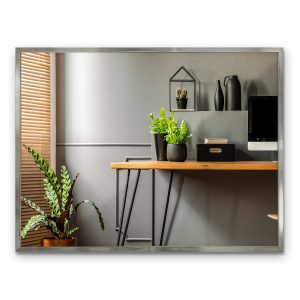 Lustro Prostokątne w Srebrnej Ramie Glamour lustro ścienne 80×60 cm 1078454 Lustro Prostokątne w Srebrnej Ramie Glamour lustro ścienne 80×60 cm 1078454