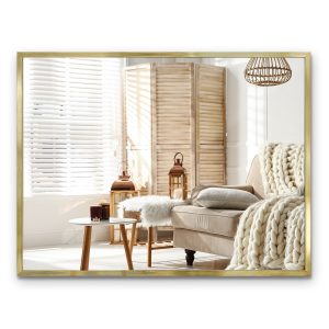 Lustro Prostokątne w Złotej Ramie Glamour lustro ścienne 80×60 cm 1078278 Lustro Prostokątne w Złotej Ramie Glamour lustro ścienne 80×60 cm 1078278
