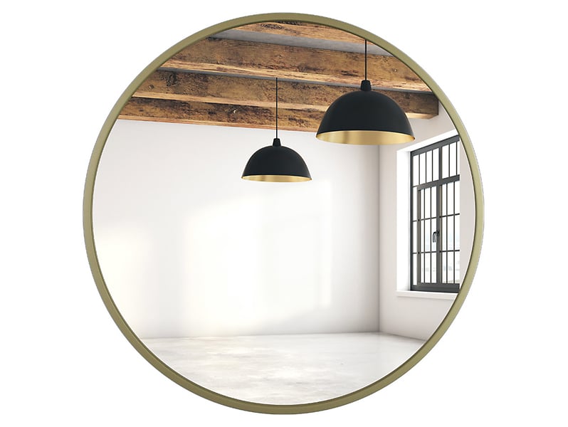 Lustro ścienne 100 cm okrągłe złote mat 53560