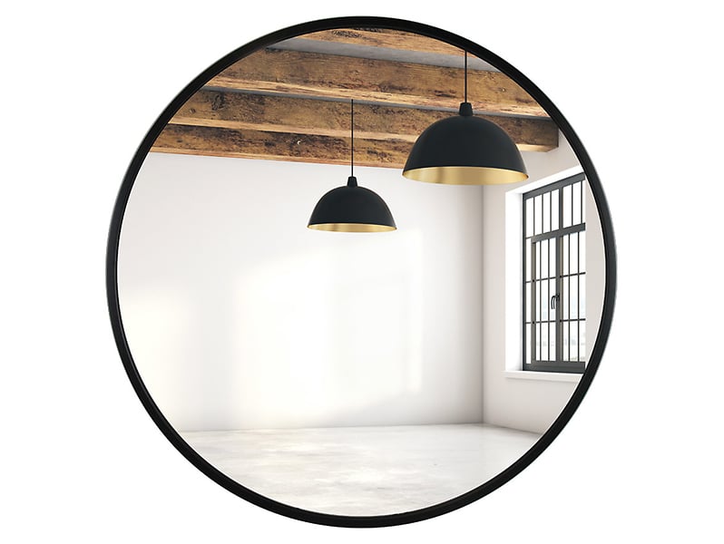 Lustro ścienne 75 cm okrągłe czarne mat 53528