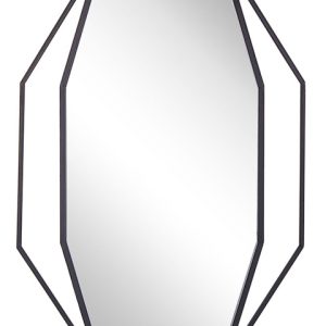 Lustro ścienne ośmiokątne metalowe 80×60 szare 189354 Lustro ścienne ośmiokątne metalowe 80×60 szare 189354