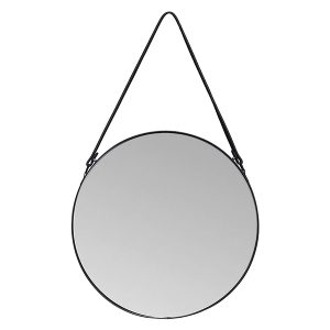 Lustro ścienne Perito na pasku 40 cm okrągłe czarne 46008 Lustro ścienne Perito na pasku 40 cm okrągłe czarne 46008
