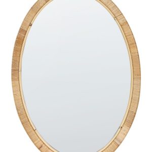 Lustro ścienne rattan 70×50 cm owalne naturalne 372345