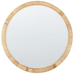 Lustro ścienne rattan 80×80 cm okrągłe naturalne 372348