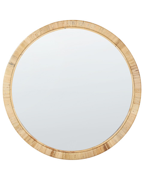 Lustro ścienne rattan 80x80 cm okrągłe naturalne 372348