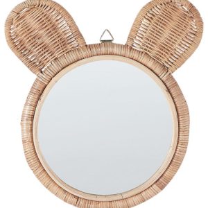 Lustro ścienne uszy misia rattan ø 20cm naturalne 438283 Lustro ścienne uszy misia rattan ø 20cm naturalne 438283