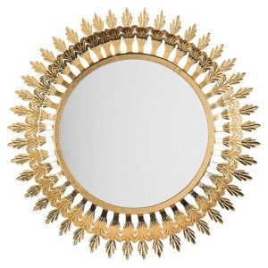 Lustro ścienne wiszące ⌀ 60 złote 189404 Lustro ścienne wiszące ⌀ 60 złote 189404