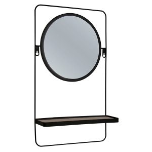 Lustro ścienne z półką Getz 30×50 cm czarne 50356 Lustro ścienne z półką Getz 30×50 cm czarne 50356