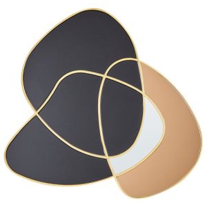 Lustro ścienne złota rama 99 x 89 czarne szkło 413054 Lustro ścienne złota rama 99 x 89 czarne szkło 413054