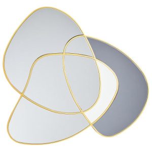 Lustro ścienne złota rama 99 x 89 złote szkło 438289 Lustro ścienne złota rama 99 x 89 złote szkło 438289