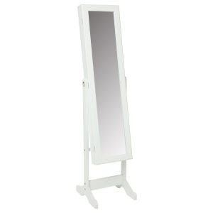 Lustro stojące białe 145×37 cm uchylne schowek na biżuterię 931783 Lustro stojące białe 145×37 cm uchylne schowek na biżuterię 931783