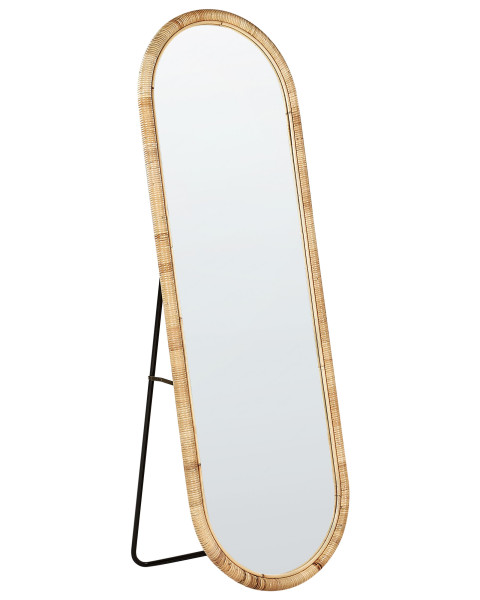 Lustro stojące rattan 150x50 cm owalne naturalne 372344