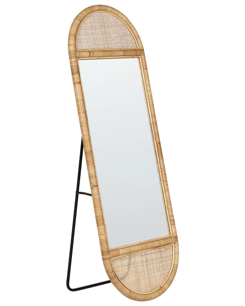 Lustro stojące rattan 150x50 cm owalne naturalne 372343
