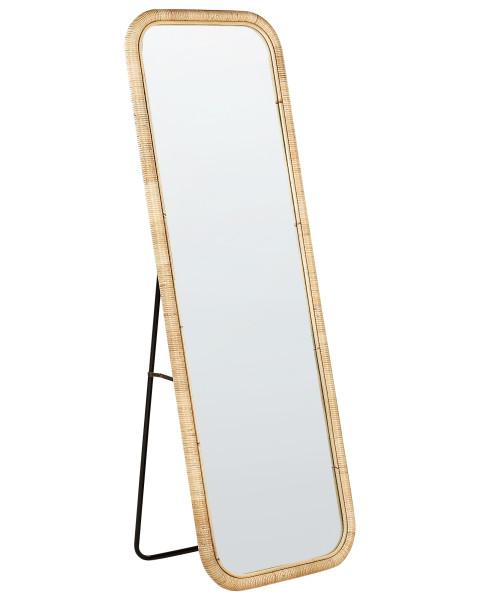 Lustro stojące rattan 150x50cm prostokąt naturalne 372346