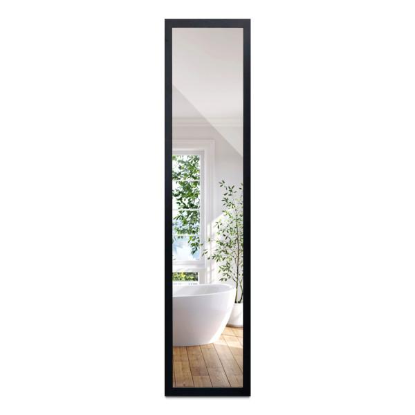 Lustro Stojące w Czarnej Ramie Uniwersalne 36x156 cm Wallfluent 797244